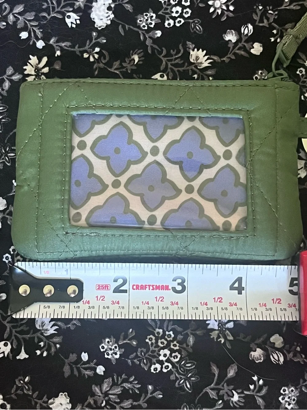 Vera Bradley Zip ID case in Pearlized Cedar Green